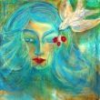 Proposition of the bride I. Shellac and acrylic and oil pastel on canvas.