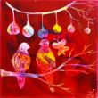 Bird on branch II. Shellac and oil pastel on canvas