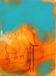Bird on branch V. Shellac and oil pastel on canvas