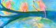 Bird on branch XII. Shellac and oil pastel on canvas