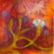 Plant. Shellac and oil pastel on canvas