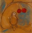 Bird on branch XXVIII. Shellac and oil pastel on canvas