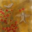 Bird on branch XXXI. Shellac and oil pastel on canvas