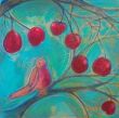 Bird on branch XXXVIII. Shellac and oil pastel on canvas