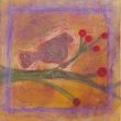 Bird on branch XLVI. Shellac and oil pastel on canvas