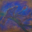 Birds II. Shellac material and oil pastel on canvas.