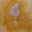 Bird on branch IC. Shellac and oil pastel on canvas
