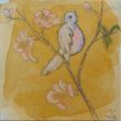 Bird on branch XLVII. Shellac and oil pastel on canvas