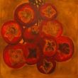 Fruit V Shellac and oil pastel on canvas