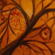 Birds V. Shellac and oil pastel on canvas.