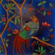 Bird XX. Shellac and oil pastel on canvas.